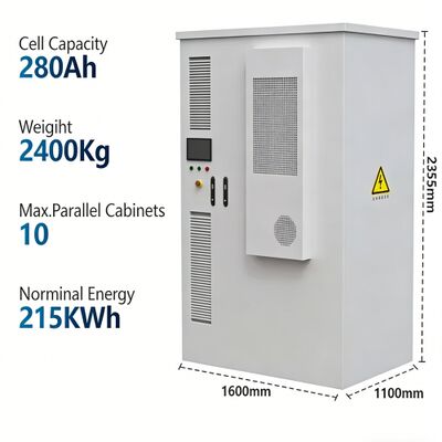 215KWH BESS 에너지 저장 시스템 Modbus 통신 98% 효율
